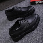 Black Lace Up Mens Thick Cleated Sole Oxfords Loafers Dappermen Dress Shoes