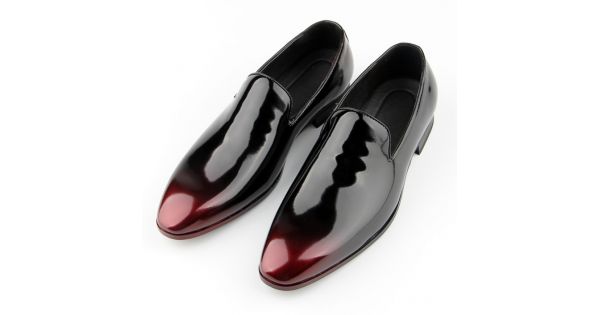 Black Burgundy Lace Up Glossy Patent Leather Loafers Flats Dress
