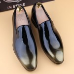 Black Gold Patent Glossy Patent Leather Loafers Flats Dress Dapperman Shoes