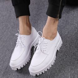 White Lace Up Mens Thick Cleated Sole Oxfords Loafers Dappermen Dress Shoes