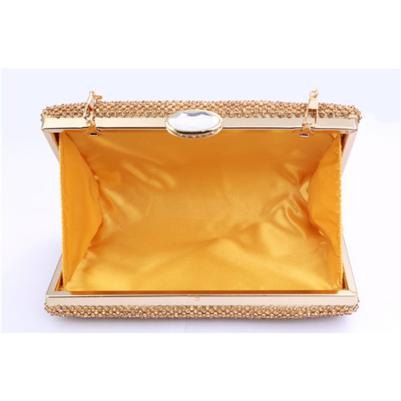 Laser cut leather lunch box evening bag gold - Nyet Jewelry