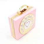Pink Vintage Ring Phone Arcylic Evening Clutch Bag Purse Jewelry Box