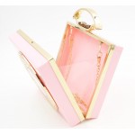 Pink Vintage Ring Phone Arcylic Evening Clutch Bag Purse Jewelry Box