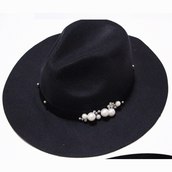 Black Pearls Woolen Funky Gothic Jazz Dance Dress Hat