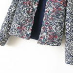 Blue Vintage Embroidery Pattern Long Sleeves Blazer Jacket