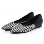 Black Houndstooth Point Head Loafers Flats Shoes
