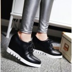 Black White Sole Lace Up Wedges Platforms Oxfords Sneakers Shoes