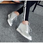Silver White Sole Lace Up Wedges Platforms Oxfords Sneakers Shoes