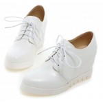 White Lace Up Wedges Platforms Oxfords Sneakers Shoes