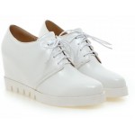 White Lace Up Wedges Platforms Oxfords Sneakers Shoes