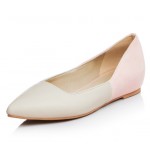 Khaki Pink Point Head Loafers Flats Shoes