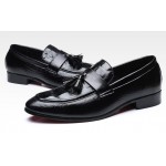 Black Tassels Classic Croc Mens Loafers Dress Dapper Man Shoes Flats