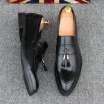 Black Tassels Mens Oxfords Loafers Dress Dapper Man Shoes Flats