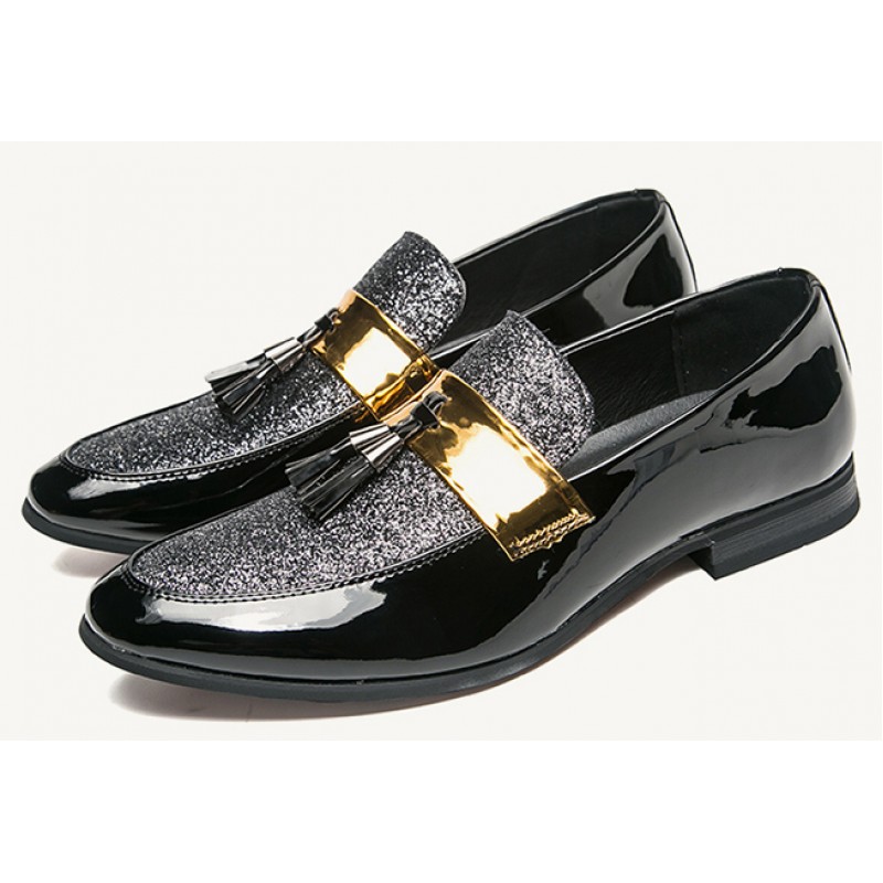 mens black loafers gold buckle