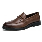 Brown Classic Twist Mens Loafers Dress Dapper Man Shoes Flats