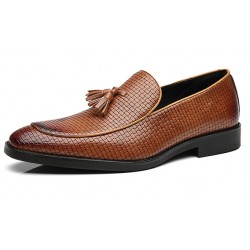 Brown Tassels Knitted Mens Loafers Dress Dapper Man Shoes Flats