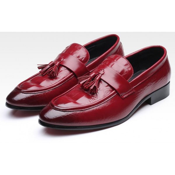 Red Tassels Classic Croc Mens Loafers Dress Dapper Man Shoes Flats