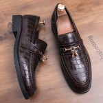 Brown Gold Tassels Classic Croc Mens Loafers Dress Dapper Man Shoes Flats