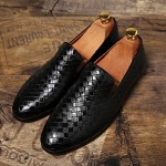 Black Knitted Slip On Mens Loafers Dress Dapper Man Shoes Flats