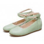 Green Hidden Wedges Ankle Straps Mary Jane Ballerina Ballet Flats Shoes