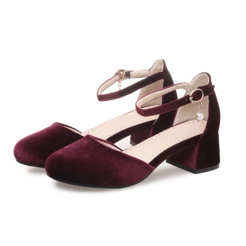 burgundy velvet heels