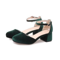 taske Såvel Proportional Green Velvet Ballets Mary Jane Glittering Block High Heels Shoes