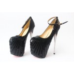 Black Shiny Sequins Bling Bling Platforms Stiletto Super High Heels Shoes