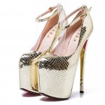 Gold Metallic Bling Bling Platforms Stiletto Super High Heels Shoes