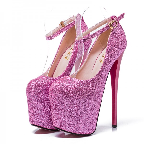 Pink Glittering Bling Bling Platforms Stiletto Super High Heels Shoes