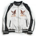 White Eagle Dragon Satin Embroidery Mens Aviator Baseball Yokosuka Bomber Jacket