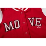 Red White Move Baseball Aviator Bomber Rider Jacket