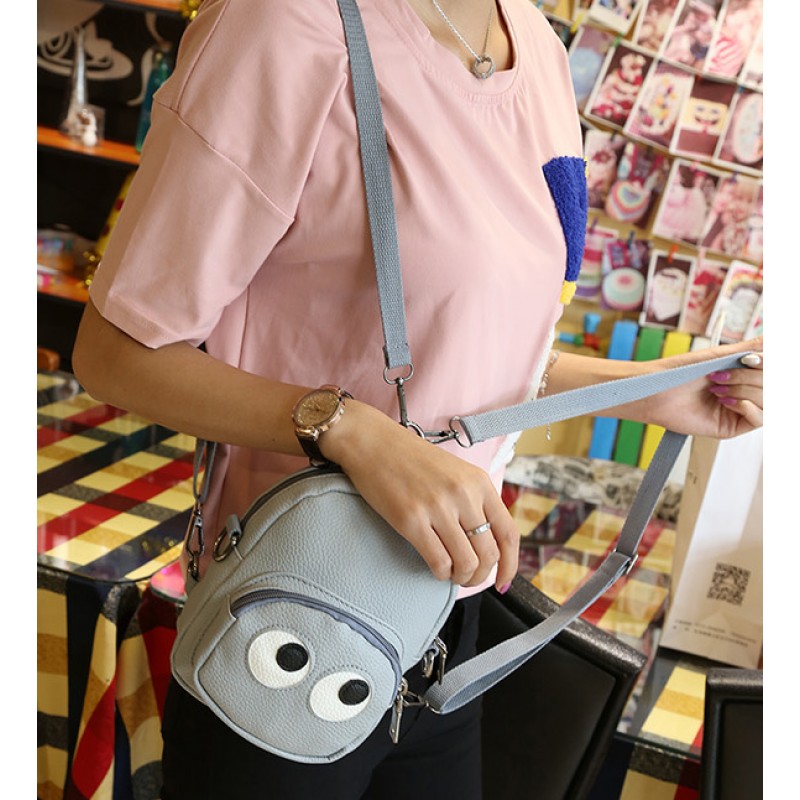 Pink Cartoon Cute Eyes Mini Backpack Cross Body Bag
