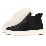 Black Pony Fur High Top Chelsea Ankle Boots Sneakers Shoes