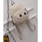 Cream White Cartoon Cute Eyes Mini Backpack Cross Body Bag