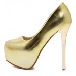 Gold Metallic Mirror Shiny Platforms Stiletto High Heels Bridal Shoes