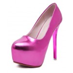 Pink Fushia Metallic Mirror Shiny Platforms Stiletto High Heels Bridal Shoes