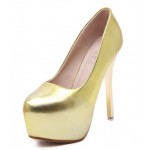 Gold Metallic Mirror Shiny Platforms Stiletto High Heels Bridal Shoes