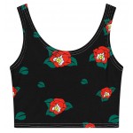 White Black Red Flowers Floral Sleeveless T Shirt Cami Tank Top