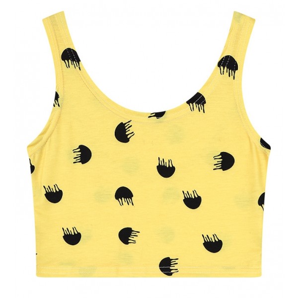 Yellow Black Jellyfish Sleeveless T Shirt Cami Tank Top