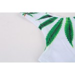 White Green Hemp Leaves Sleeveless T Shirt Cami Tank Top
