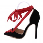 Black Red Pointed Head Ballerina Ballets Strappy High Heels Stiletto Sandals Shoes