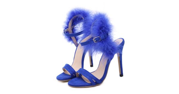 Blue 2024 fluffy heels