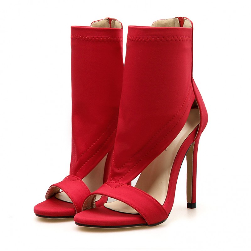red open toe ankle boots
