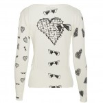 White Heart Ribbons Sketch Long Sleeves Cardigan Outer Jacket