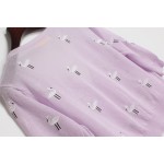 Purple Embroidery Cranes Brids Mid Sleeves Cropped Cardigan Outer Jacket