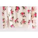 White Pink Vintage Roses Flowers Long Sleeves Cardigan Outer Jacket