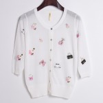White Embroidery Handbags Perfumes Mid Sleeves Cropped Cardigan Outer Jacket