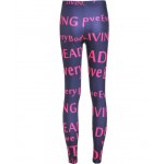 Navy Blue Pink Love Letters Print Yoga Fitness Leggings Tights Pants