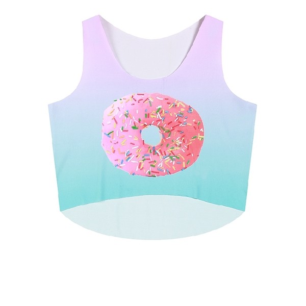 Pink Donuts Glaze Cropped Sleeveless T Shirt Cami Tank Top 