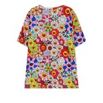 Red Colorful Happy Flowers Harajuku Funky Short Sleeves T Shirt Top